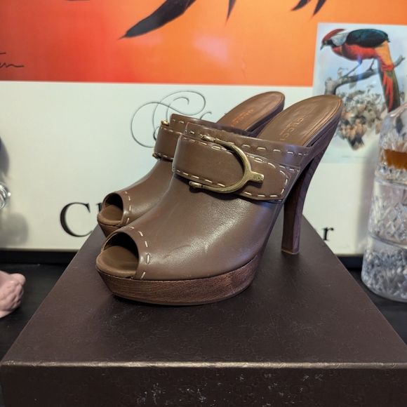 Gucci - Size 8 - Horse Bit Peep Toe Clog - Full inclusion - Picture 12 of 13